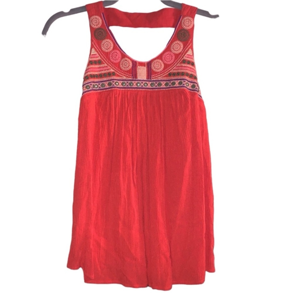NWT Xhilaration Indiar Solid Orange Flowy Bohemian Tank Top